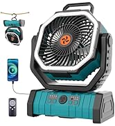 TDLOL 20000mAh Outdoor Camping Fan Battery Operated,Portable Rechargeable Battery Powered Fan wit...