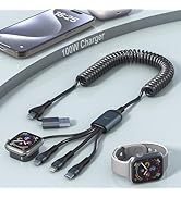 4 in 2 Multi Charging Cable for Apple Watch Charger USB C,100W 10FT Retractable iPhone and Watch ...