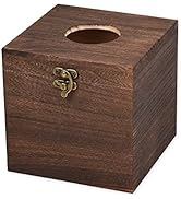 Bathroom Tissue Holder Retro Square Wooden Boutique Decoration for Home Office Car - Brown (Brown...