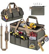 Tool Bag,16-Inch Heavy Duty Tool Bags for Men,27 Pockets Tool Box Organizer Storage,Wide Mouth To...