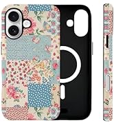 Solanaluna Case for iPhone 17 [Compatible with MagSafe], Vintage Cottagecore Floral Patchwork Aes...