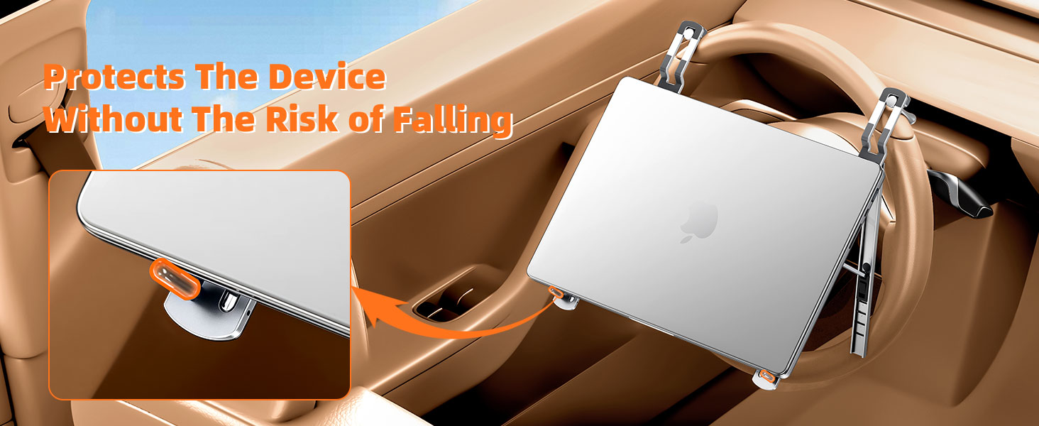 Car Laptop Mount Steering Wheel Tray Holder, Height Adjustable Car Desk for Laptop Computer Tablet