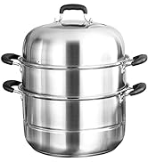 MANO Steamer Pot for Cooking 11.8 inch Steam Pots with Lid 2-tier Stainless Steel Steaming Pot Mu...