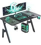 HLDIRECT 47 Inch Gaming Desk, Large Computer Gaming Desk Table with Cable Management, Ergonomic C...