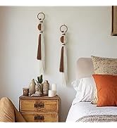 IOWER 2Pcs Macrame Wall Hanging Boho Home Decor Fiber Art with Sphere Knots Tassels Handmade Yarn...