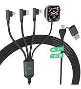 100W Multi Charging Cable for Apple Watch and iPhone 15,4 in 2 10FT USB C/A Fast Charging Cable 9...