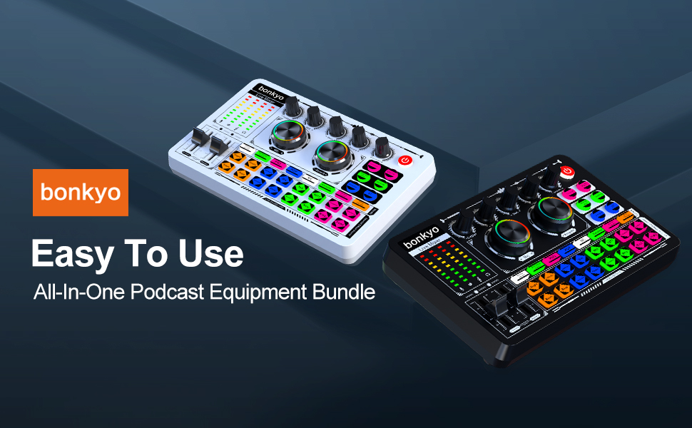 Audio Mixer Live Sound Card Board DJ Set Music Podcast Equipment Bundle