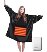 MAXEVE Heated Wearable Blanket Hoodie with Battery Pack 10000mah, Oversized Sherpa Blanket Hoodie...
