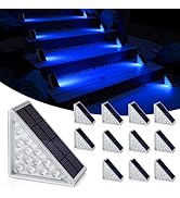 NIORSUN Solar Step Lights for Outside,12 Pack Blue LED Outdoor Step Lights, Stair Lights Outdoor ...