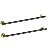 Cilee 2 Pieces Black and Gold Towel Bar Bathroom Towel Bar, 24 Inch Double Towel Racks,Bathroom T...