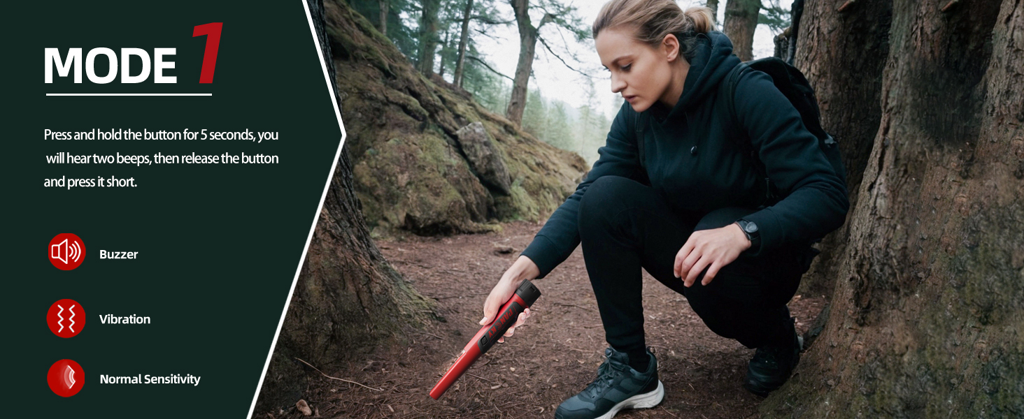 Mode 1 has normal sensitivity, vibration and buzzer