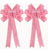 RIBBOOO 2 Packs Large Pink Valentines Wreath Bows, Large Easter Spring Tree Topper Bow for Christ...