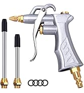 JASTIND Industrial Air Blow Gun with Brass Adjustable Air Flow Nozzle and 2 Steel Extension, Pneu...