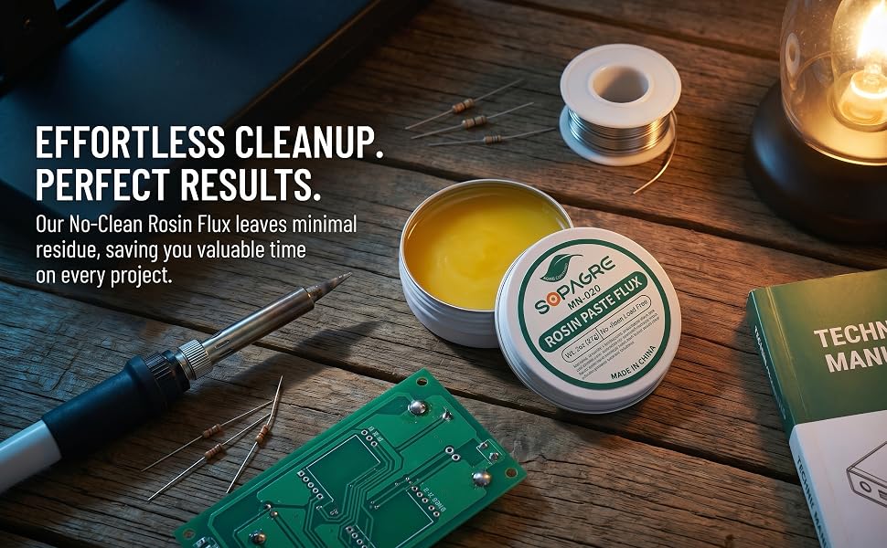 Our No-Clean Rosin Flux leaves minimalresidue, saving you valuable timeon every project.