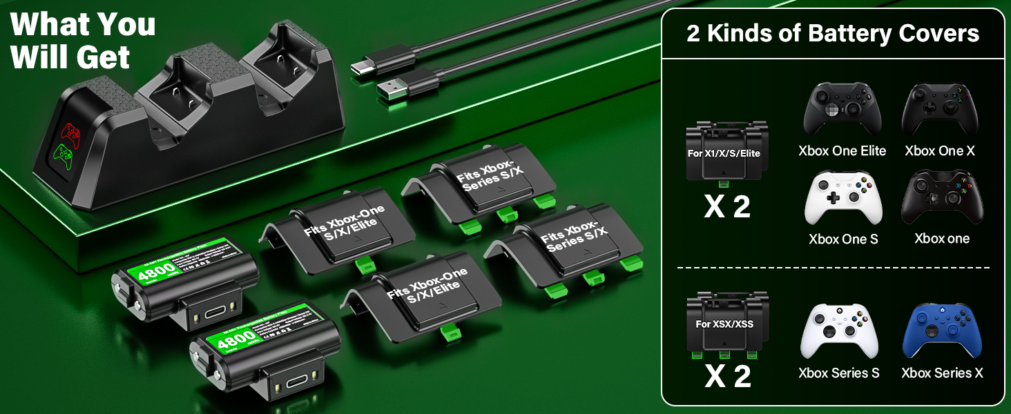 rechargeable batteries for xbox controller
