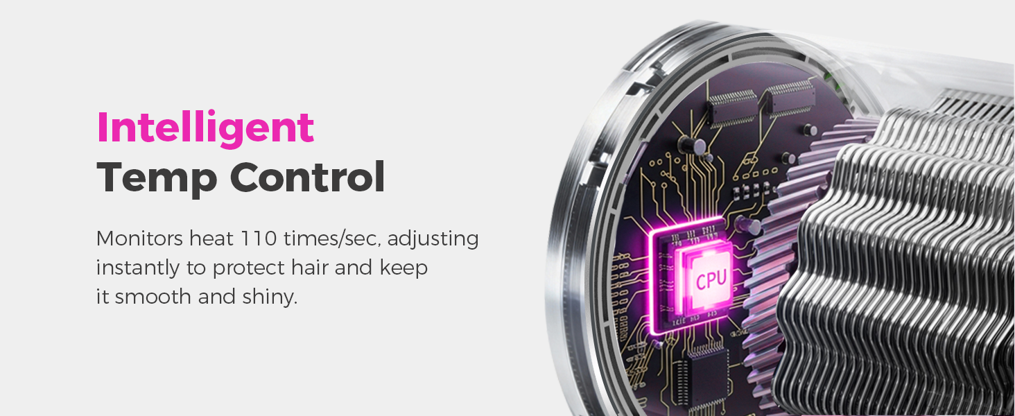 110x/sec smart temperature sensing – stops heat damage in real time, keeps hair silky and shiny.