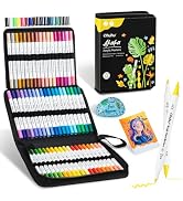 Ohuhu Acrylic Paint Markers Dual Tips: 72 Colors Brush &amp; Fine Paint Pens High Opacity Acrylic Mar...