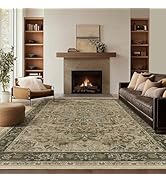 Jainmy Vintage Distressed 8x10 Rugs for Living Room Bedroom, Washable Non Slip Dining Room Rugs f...