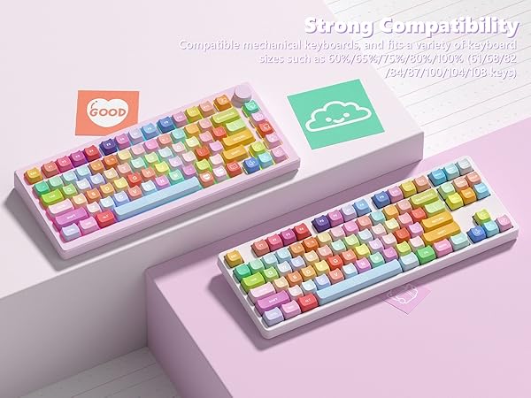keycaps pbt Keyboard Keycaps 60 65 75 100 Percent, MOA Profile Cat Cute Keycap