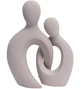 Quoowiit Ceramic Couple Sculptures for Home Decor, Abstract Lover Statue for Shelf Decor Office D...