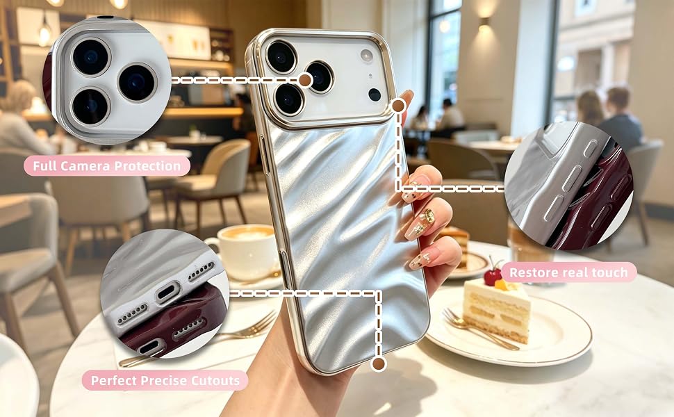 Caseative Water Ripple Pattern Curly Wave Shape Soft Compatible with iPhone Case