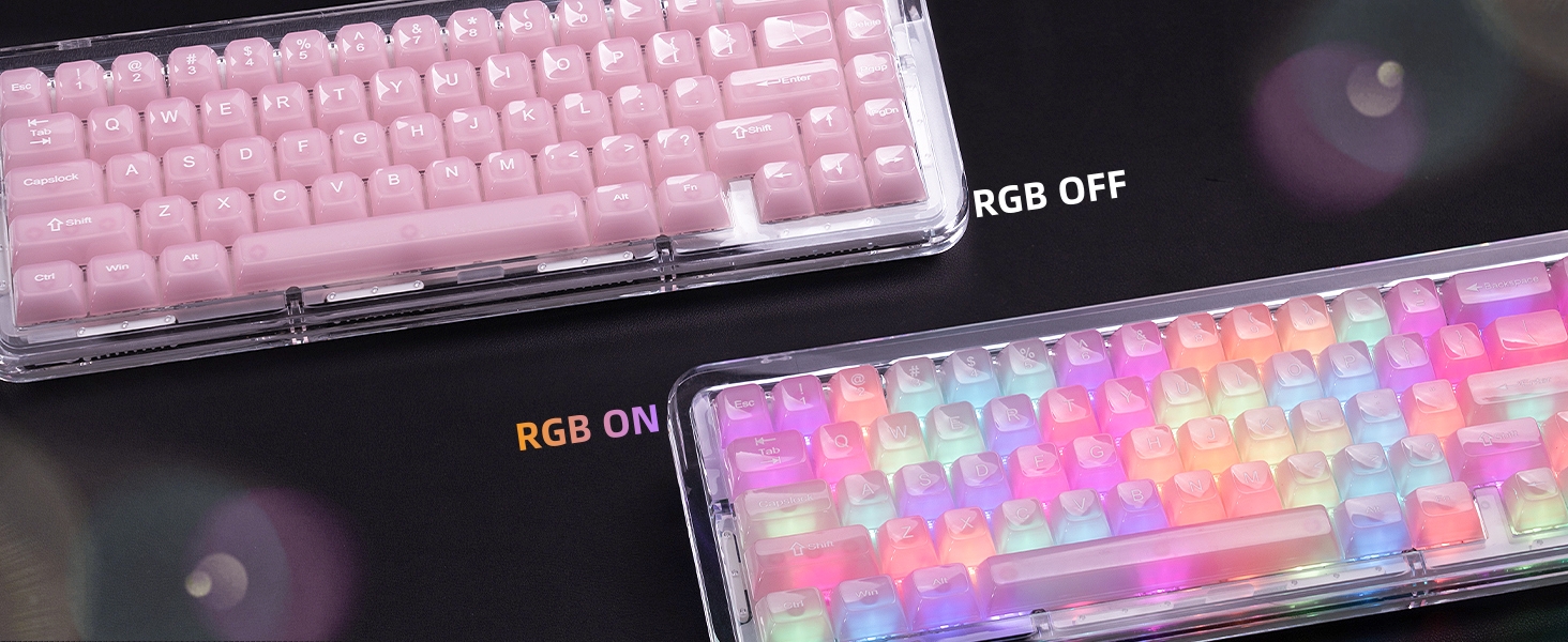 Keycaps Jelly Pink, Clear Cute Keycaps, Transparent Custom Cherry Profile Keyboard Key Cap