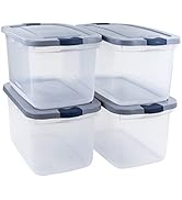 Rubbermaid Roughneck Clear 66 Qt/16.5 Gal Storage Containers, Pack of 4 with Latching Grey Lids, ...