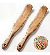 2 Pcs Teak Wooden Spatula for Sourdough - Multi-Purpose Mixing Spoon, Stirring Stick, and Jar Scr...