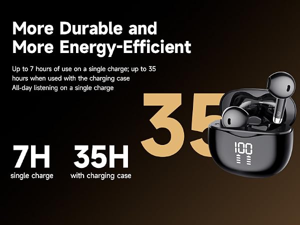 These headphones offer 7+35 hours of battery life.