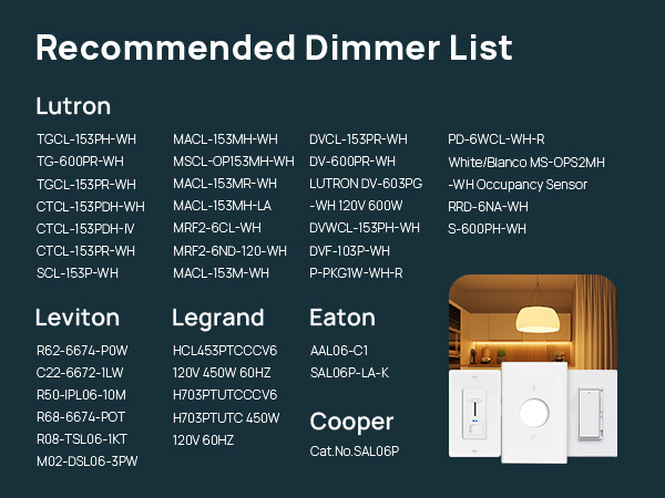 dimmer list