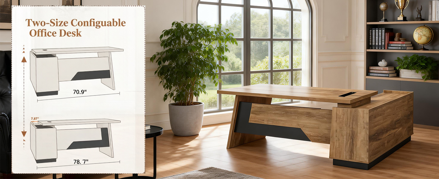 This L-shaped executive desk adapts to your unique space needs