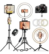 12" Selfie Ring Light with Tripod Stand 72" Tall &amp; Mini Desktop Tripod, PEYOU Ring Light Tripod w...