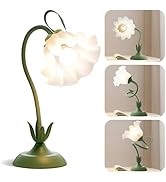 WERFOP Flower Table Lamp, Cute LED Reading Bedside Night Light, 3 Color Modes Vintage Desk Lamp, ...