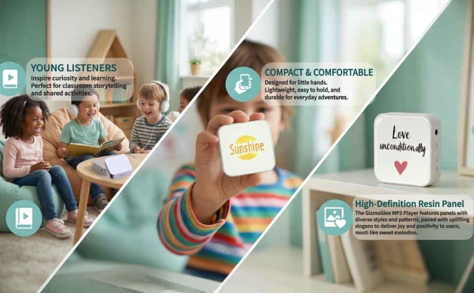 MP3 player: Compact—high-def panel, ideal for student storytelling and shared activities