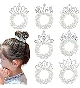 7 Pcs Pearl Crown Hair Ties White Pearl Beads Hair Scrunchies Elastic Hair Bands Beaded Ponytail ...