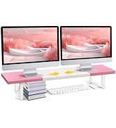 Across-Star Dual-Monitor-Stand-Riser-For-Desk Adjustable Length 32-40 Inch,Large Desktop Computer...