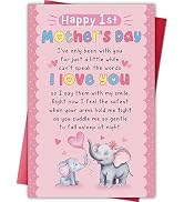 Cheeklee Happy First Mother’s Day Card for New Mom, Sweet 1st Mothers Day Card Gift from Baby Boy...