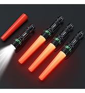 E-riding 4 Pieces 11-Inch Signal Traffic Wand, Safety LED Flashlight with Red Strobe Mode Lanyard...