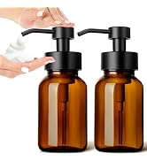 GMISUN Foaming Soap Dispenser, 8.5 Oz Amber Glass Foam Soap Dispenser for Bathroom &amp; Kitchen, 2 P...