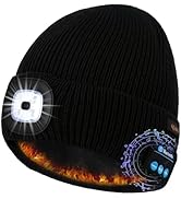 Bluetooth LED Beanie, Fleece Lined Winter Warm Music Hat with Light and Speaker Mic Headphones,Gi...