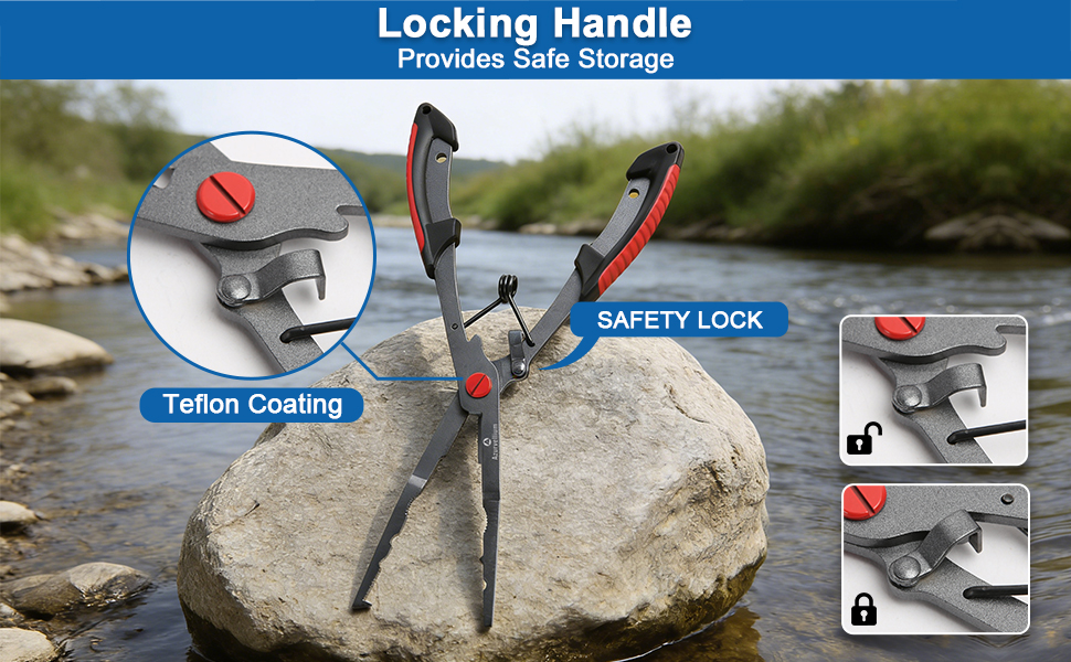 Safety Lock Keeps Tools Closed — Teflon Coating Resists Rust
