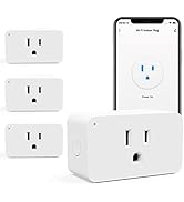 WiFi Smart Plugs 4 Pack, Smart Plugs That Work with Google Home for Voice Control Smart Outlet Pl...