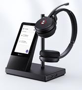 Yealink WH66 UC Wireless DECT Headset, Office Dual Ear (Stereo) Headset for Desk Phone and PC, Ce...