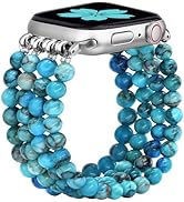 Newlibery Natural Stone Bracelet Beaded-Bands Women Compatible with Apple Watch 38mm 40mm 41mm 42...