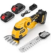 OGERY 21V Cordless Hedge Trimmer &amp; Grass Shears, 2-in-1 Powerful Dual Batteries Electric Bush Tri...