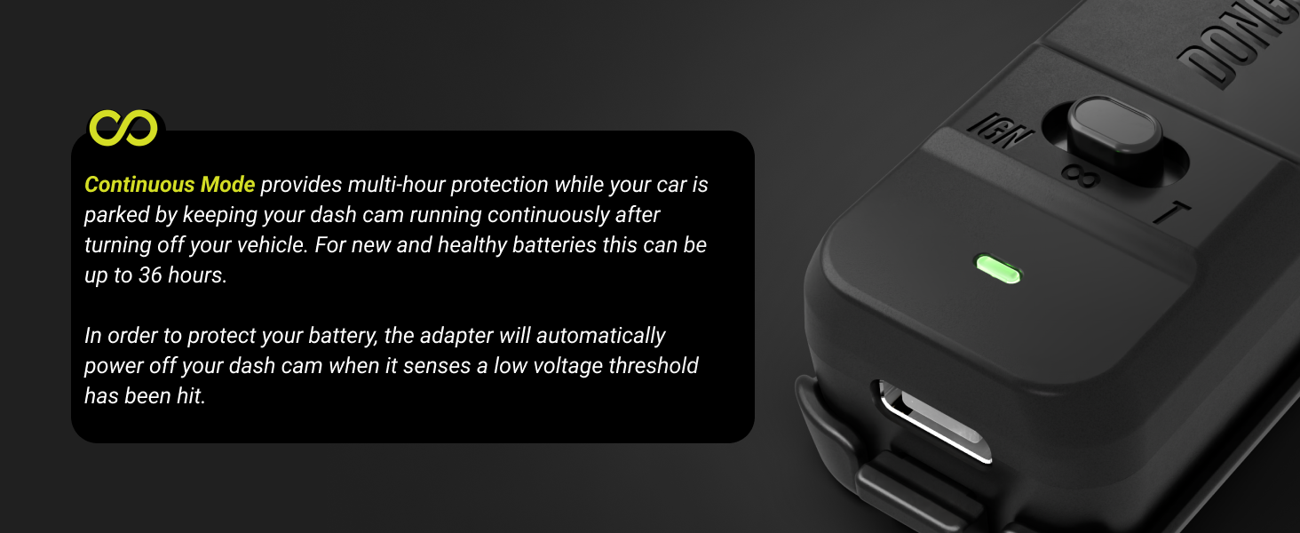 Dongar PRO Parking Mode Dash Cam Power Adapter
