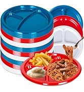 FYSUIMU 90Pcs 10 Inch 3 Compartment Divided Plates Plastic Disposable Patriotic Party Dinner Plat...
