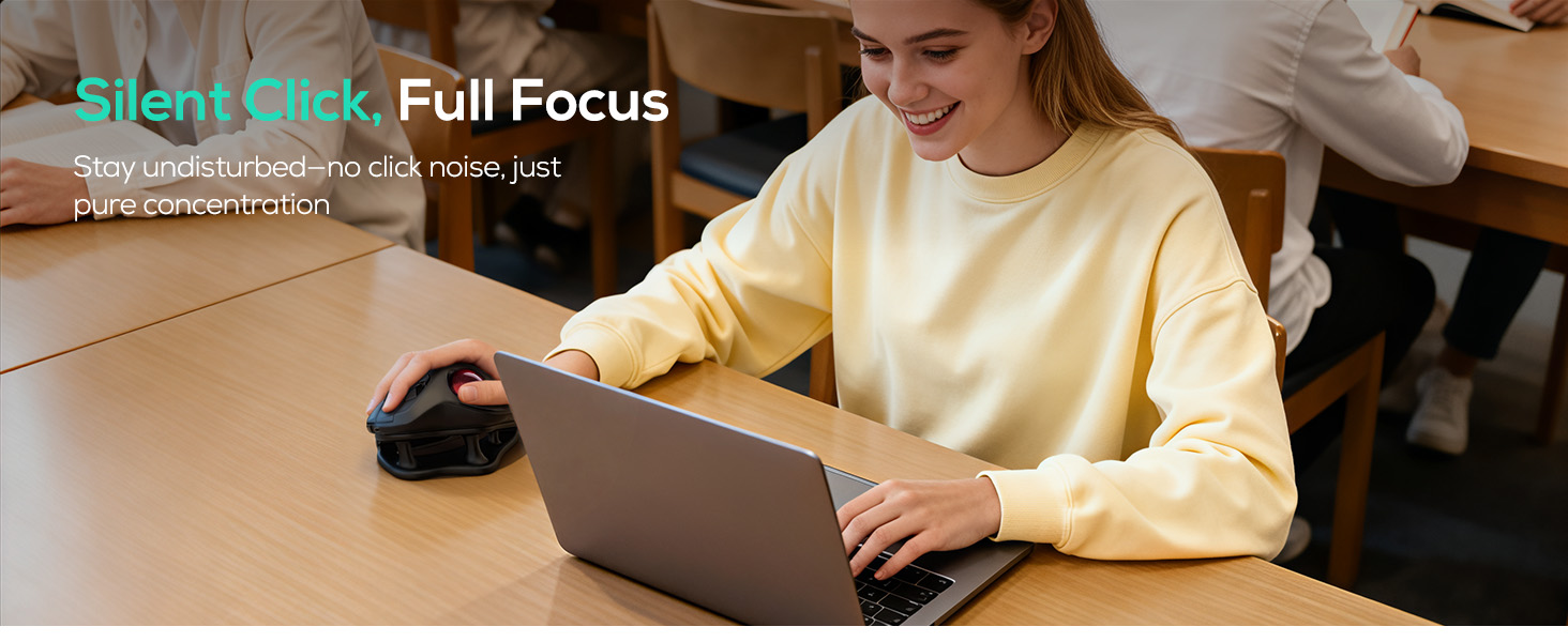 Nulea M511 Wireless Trackball Mouse, Rechargeable Ergonomic Thumb-Control Mouse with Tilt Stand