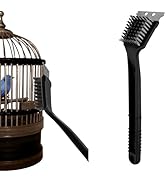 Evenpop Bird Cage Brush, Stainless Steel Long Handle Bird Droppings Cleaning Brush with Scraper, ...