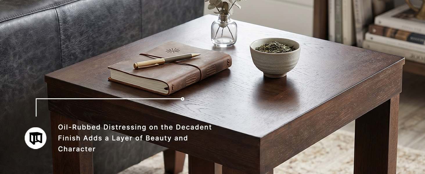 Contemporary end table displaying 20.5 inches of open floor space underneath